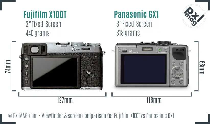 Fujifilm X100T vs Panasonic GX1 Screen and Viewfinder comparison Fujifilm X100T vs Panasonic GX1 Screen and Viewfinder comparison