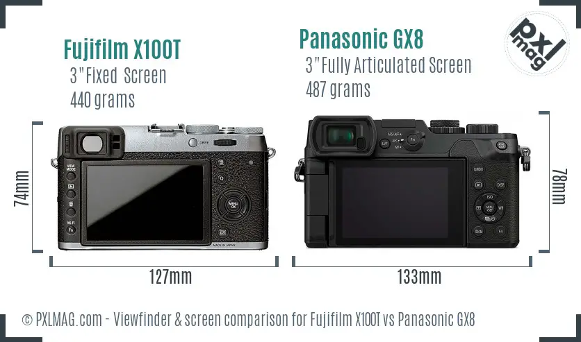 Fujifilm X100T vs Panasonic GX8 Screen and Viewfinder comparison Fujifilm X100T vs Panasonic GX8 Screen and Viewfinder comparison