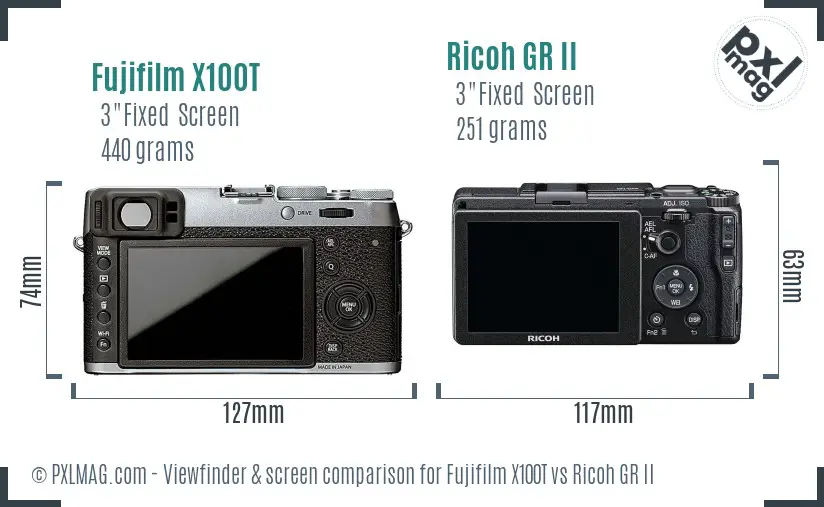 Fujifilm X100T vs Ricoh GR II Screen and Viewfinder comparison
