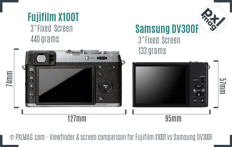 Fujifilm X100T vs Samsung DV300F Screen and Viewfinder comparison