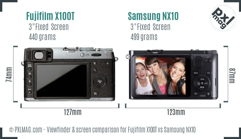 Fujifilm X100T vs Samsung NX10 Screen and Viewfinder comparison