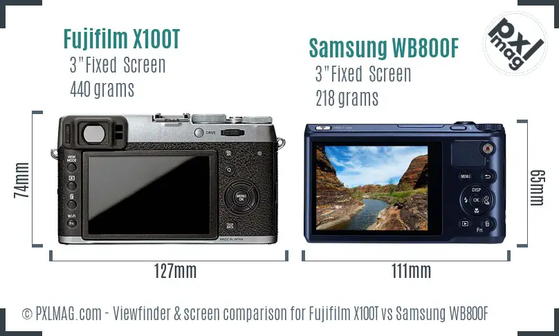 Fujifilm X100T vs Samsung WB800F Screen and Viewfinder comparison Fujifilm X100T vs Samsung WB800F Screen and Viewfinder comparison