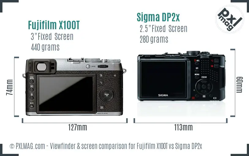 Fujifilm X100T vs Sigma DP2x Screen and Viewfinder comparison
