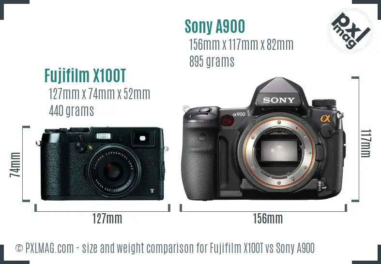 Fujifilm X100T vs Sony A900 size comparison Fujifilm X100T vs Sony A900 size comparison