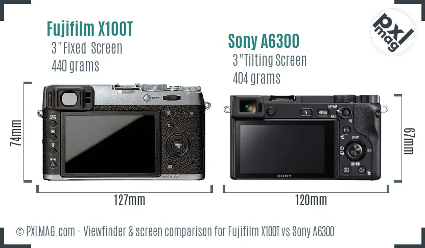 Fujifilm X100T vs Sony A6300 Screen and Viewfinder comparison