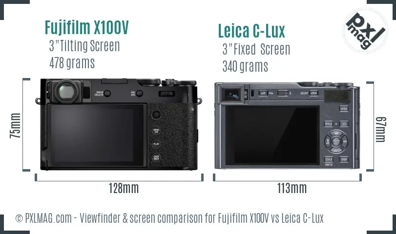Fujifilm X100V vs Leica C-Lux Screen and Viewfinder comparison