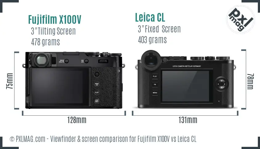 Fujifilm X100V vs Leica CL Screen and Viewfinder comparison Fujifilm X100V vs Leica CL Screen and Viewfinder comparison
