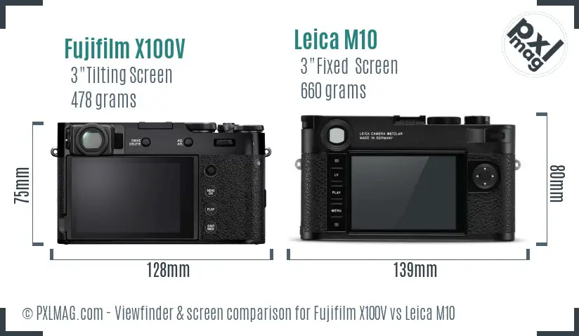 Fujifilm X100V vs Leica M10 Screen and Viewfinder comparison