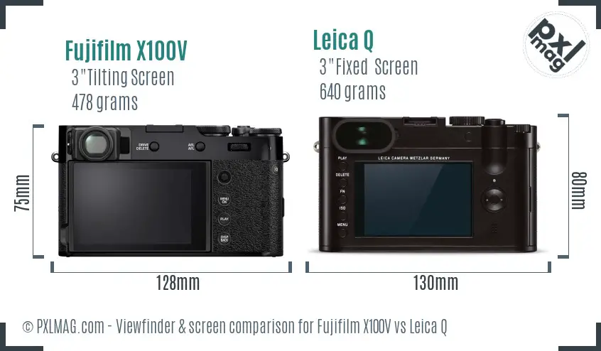 Fujifilm X100V vs Leica Q Screen and Viewfinder comparison