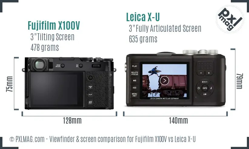 Fujifilm X100V vs Leica X-U Screen and Viewfinder comparison