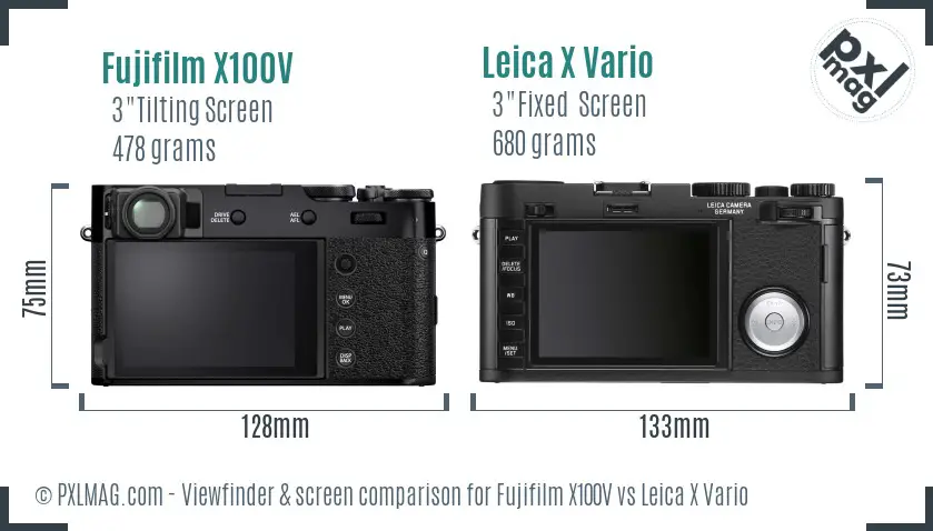 Fujifilm X100V vs Leica X Vario Screen and Viewfinder comparison