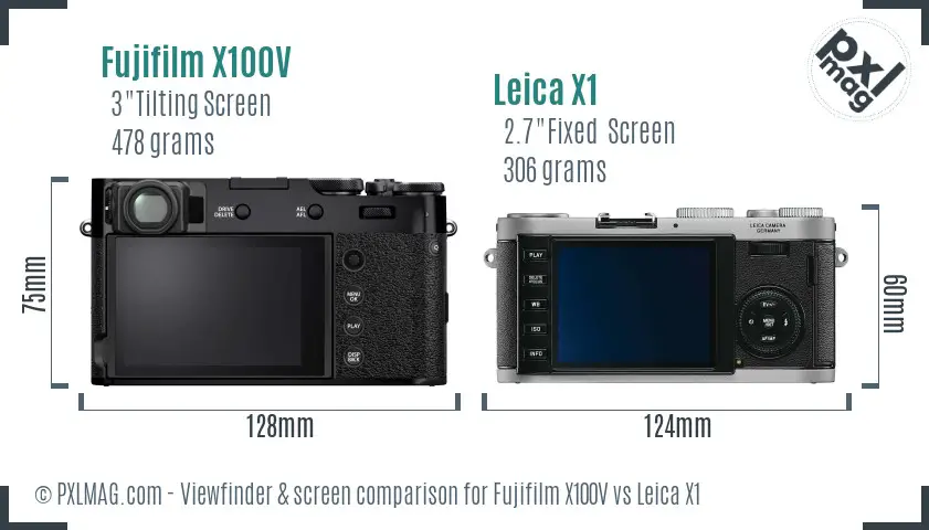 Fujifilm X100V vs Leica X1 Screen and Viewfinder comparison