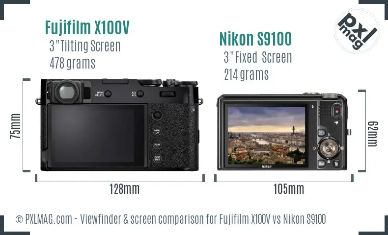 Fujifilm X100V vs Nikon S9100 Screen and Viewfinder comparison Fujifilm X100V vs Nikon S9100 Screen and Viewfinder comparison