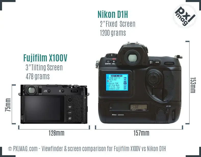 Fujifilm X100V vs Nikon D1H Screen and Viewfinder comparison Fujifilm X100V vs Nikon D1H Screen and Viewfinder comparison