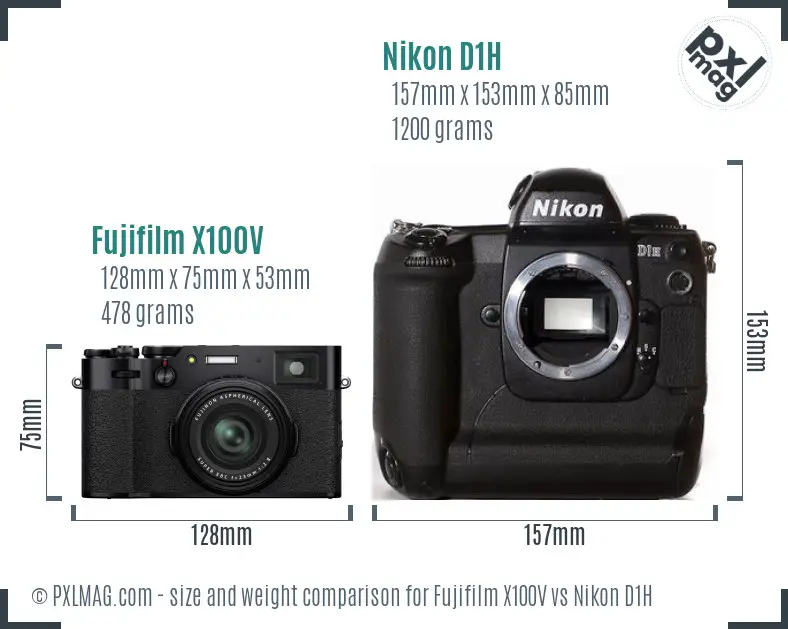 Fujifilm X100V vs Nikon D1H size comparison Fujifilm X100V vs Nikon D1H size comparison