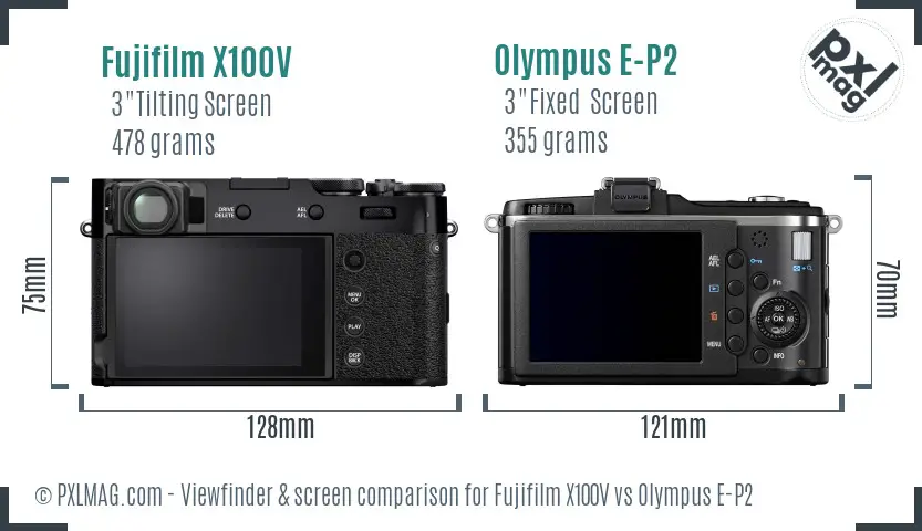 Fujifilm X100V vs Olympus E-P2 Screen and Viewfinder comparison Fujifilm X100V vs Olympus E-P2 Screen and Viewfinder comparison