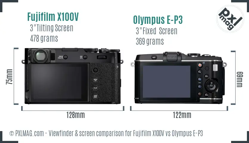 Fujifilm X100V vs Olympus E-P3 Screen and Viewfinder comparison Fujifilm X100V vs Olympus E-P3 Screen and Viewfinder comparison