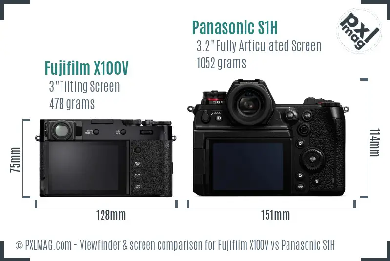 Fujifilm X100V vs Panasonic S1H Screen and Viewfinder comparison