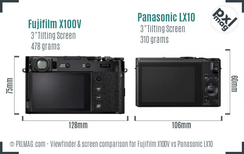 Fujifilm X100V vs Panasonic LX10 Screen and Viewfinder comparison