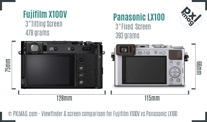 Fujifilm X100V vs Panasonic LX100 Screen and Viewfinder comparison