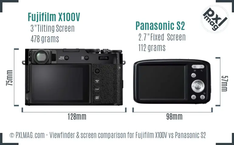 Fujifilm X100V vs Panasonic S2 Screen and Viewfinder comparison