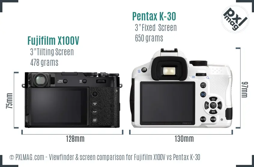 Fujifilm X100V vs Pentax K-30 Screen and Viewfinder comparison Fujifilm X100V vs Pentax K-30 Screen and Viewfinder comparison