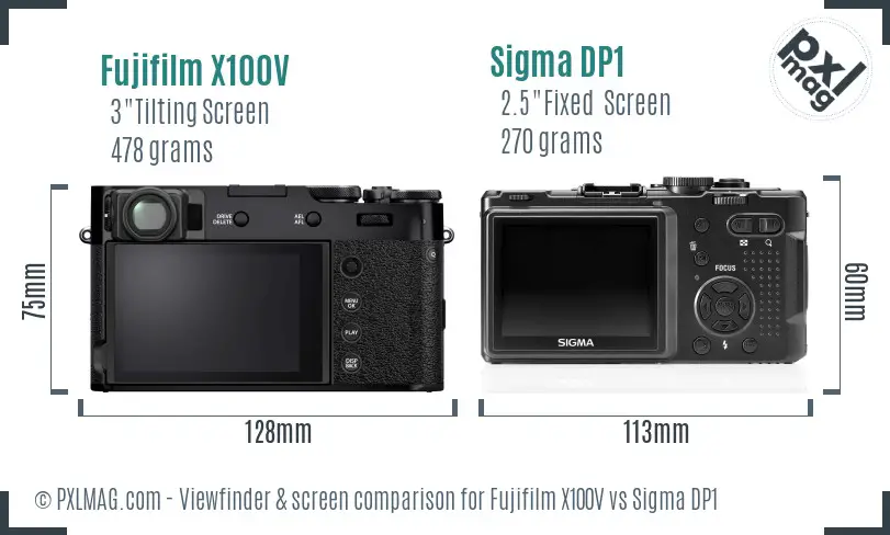 Fujifilm X100V vs Sigma DP1 Screen and Viewfinder comparison