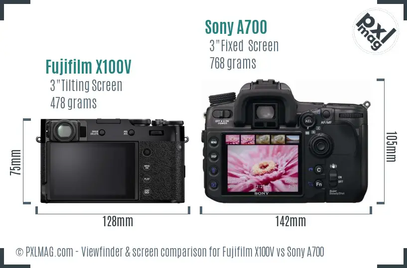 Fujifilm X100V vs Sony A700 Screen and Viewfinder comparison Fujifilm X100V vs Sony A700 Screen and Viewfinder comparison