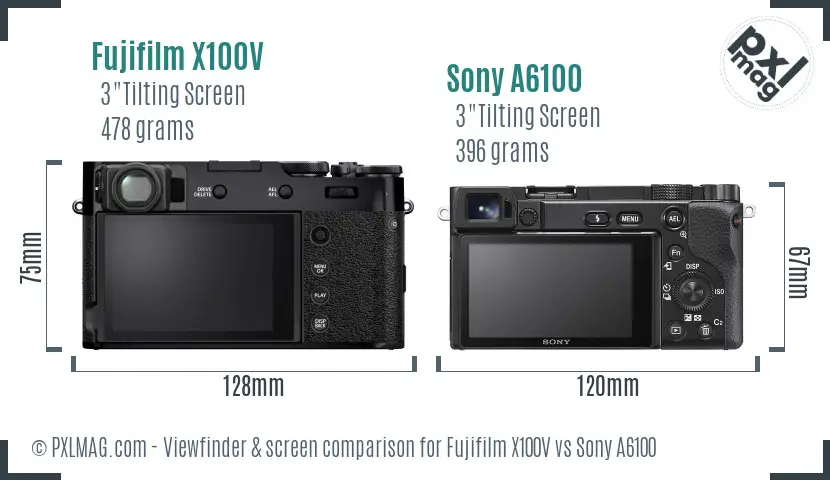 Fujifilm X100V vs Sony A6100 Screen and Viewfinder comparison Fujifilm X100V vs Sony A6100 Screen and Viewfinder comparison
