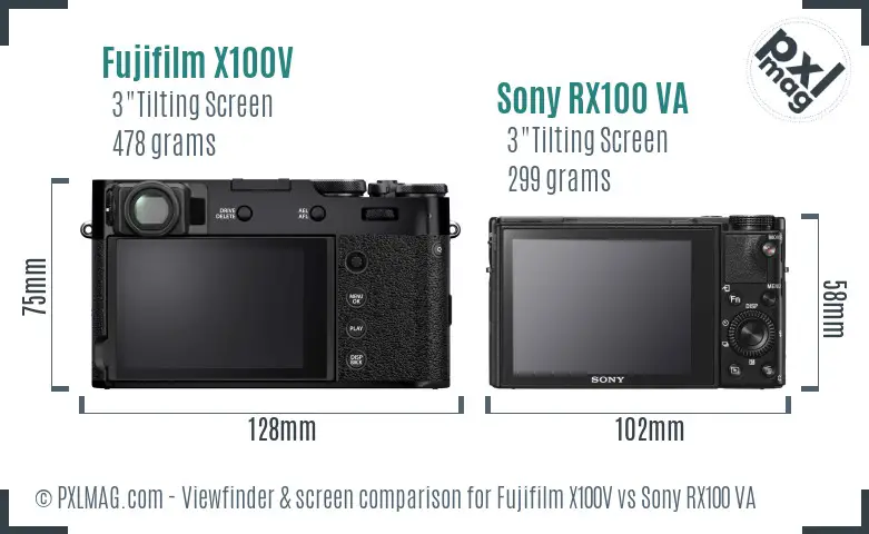 Fujifilm X100V vs Sony RX100 VA Screen and Viewfinder comparison