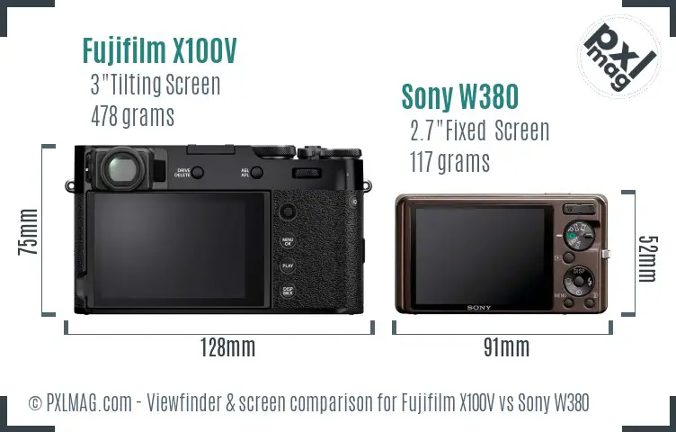 Fujifilm X100V vs Sony W380 Screen and Viewfinder comparison Fujifilm X100V vs Sony W380 Screen and Viewfinder comparison