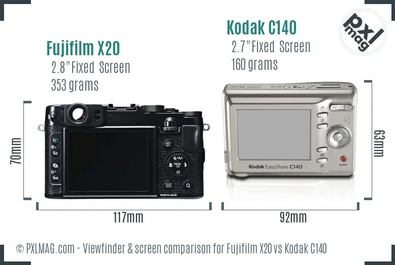 Fujifilm X20 vs Kodak C140 Screen and Viewfinder comparison