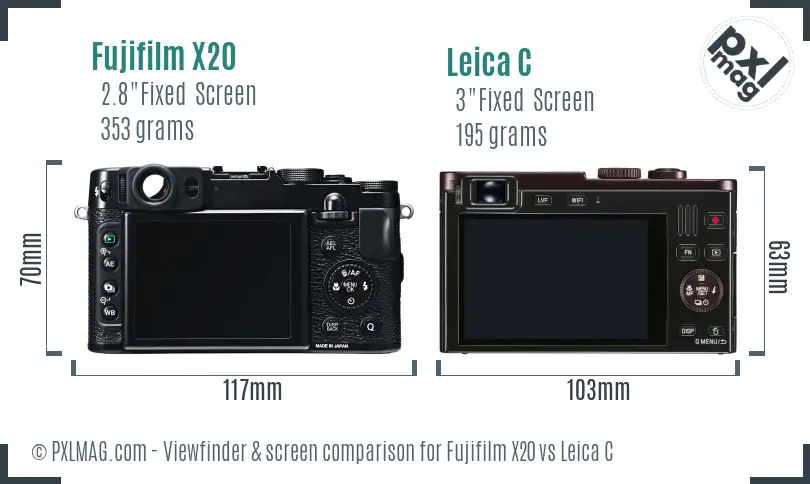 Fujifilm X20 vs Leica C Screen and Viewfinder comparison