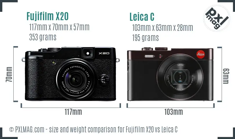 Fujifilm X20 vs Leica C size comparison