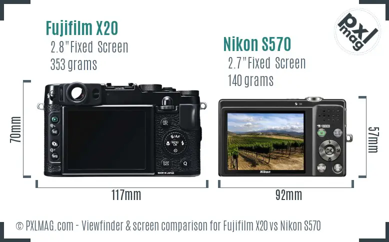 Fujifilm X20 vs Nikon S570 Screen and Viewfinder comparison