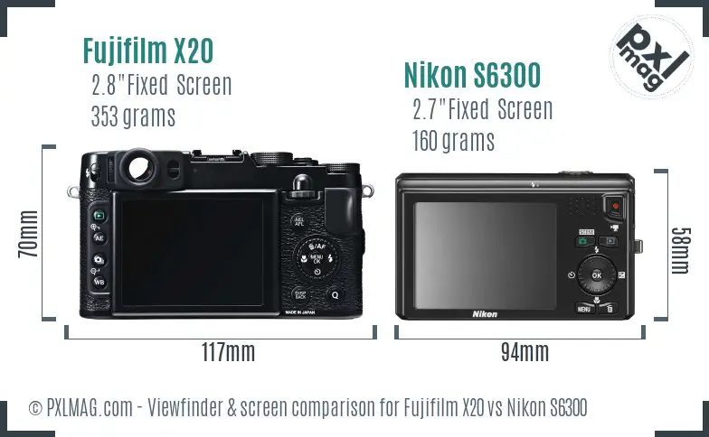 Fujifilm X20 vs Nikon S6300 Screen and Viewfinder comparison
