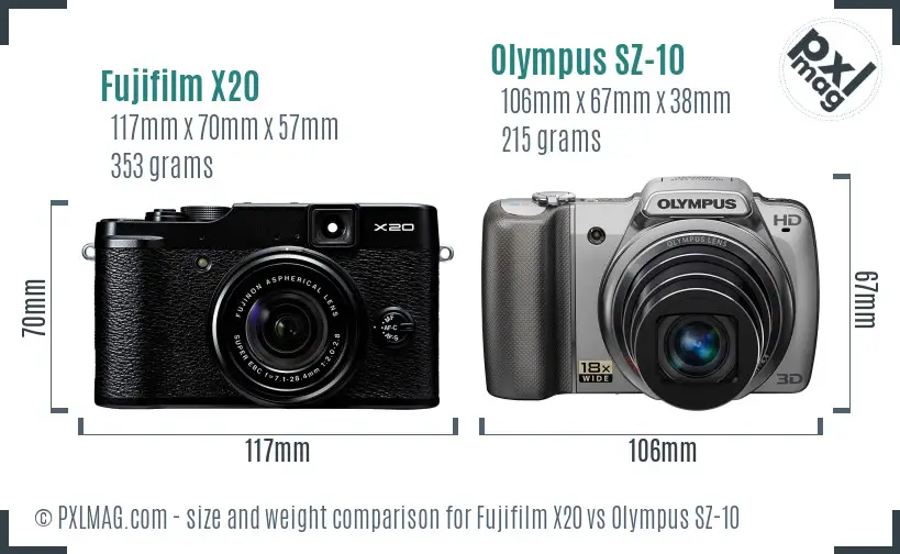 Fujifilm X20 vs Olympus SZ-10 size comparison Fujifilm X20 vs Olympus SZ-10 size comparison