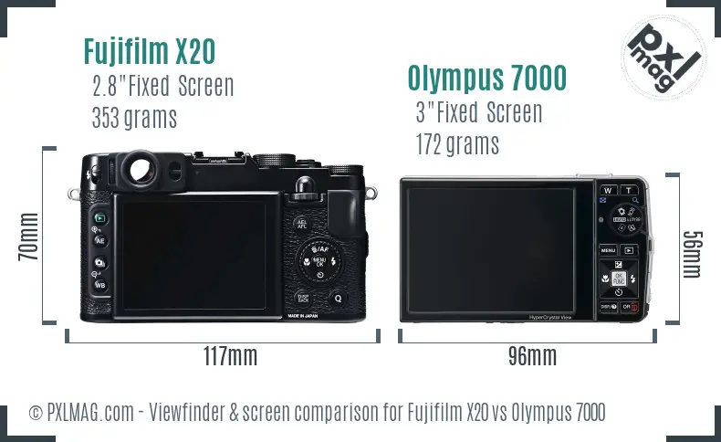 Fujifilm X20 vs Olympus 7000 Screen and Viewfinder comparison