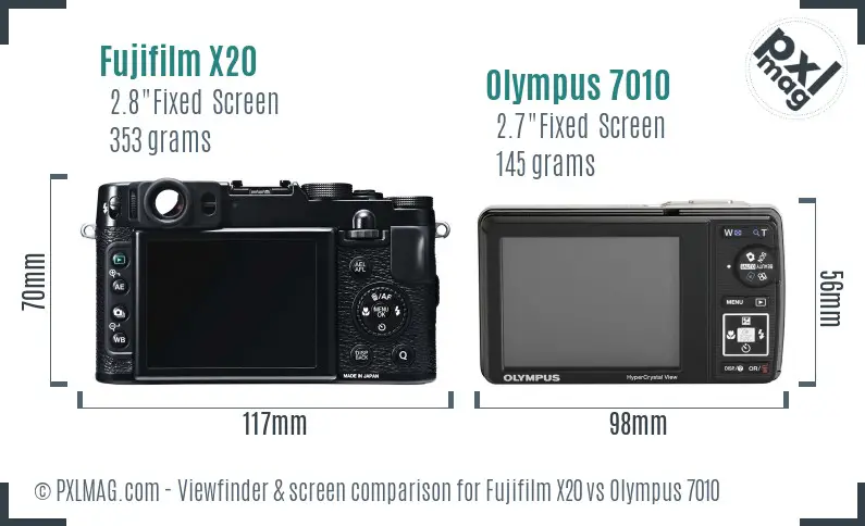 Fujifilm X20 vs Olympus 7010 Screen and Viewfinder comparison