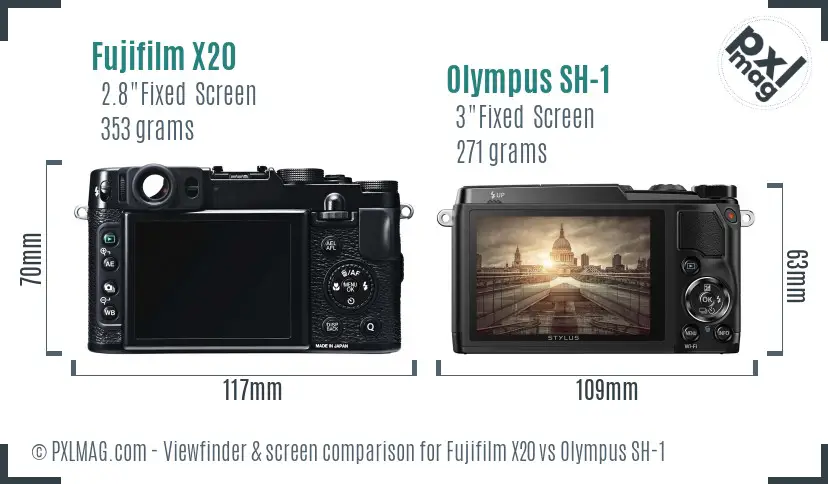 Fujifilm X20 vs Olympus SH-1 Screen and Viewfinder comparison Fujifilm X20 vs Olympus SH-1 Screen and Viewfinder comparison
