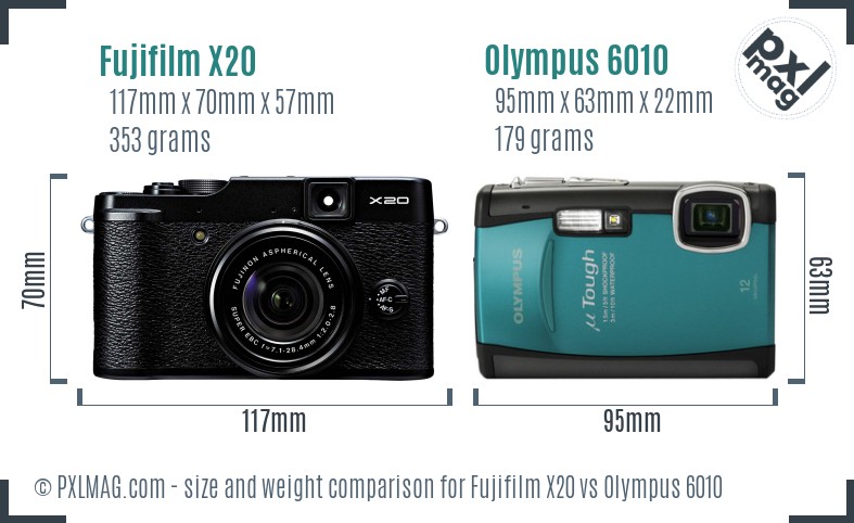 Fujifilm X20 vs Olympus 6010 size comparison Fujifilm X20 vs Olympus 6010 size comparison