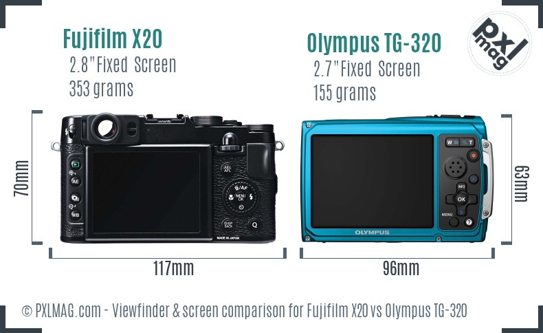 Fujifilm X20 vs Olympus TG-320 Screen and Viewfinder comparison