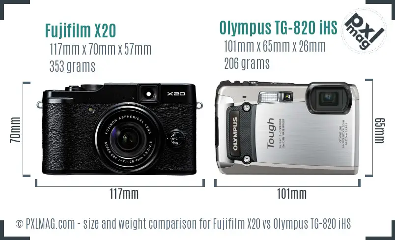 Fujifilm X20 vs Olympus TG-820 iHS size comparison Fujifilm X20 vs Olympus TG-820 iHS size comparison
