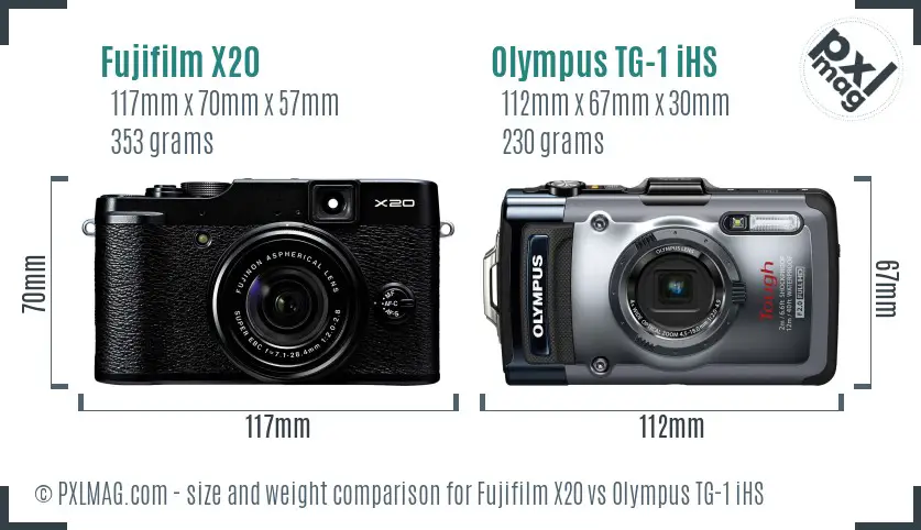 Fujifilm X20 vs Olympus TG-1 iHS size comparison Fujifilm X20 vs Olympus TG-1 iHS size comparison