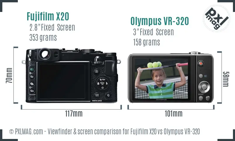 Fujifilm X20 vs Olympus VR-320 Screen and Viewfinder comparison