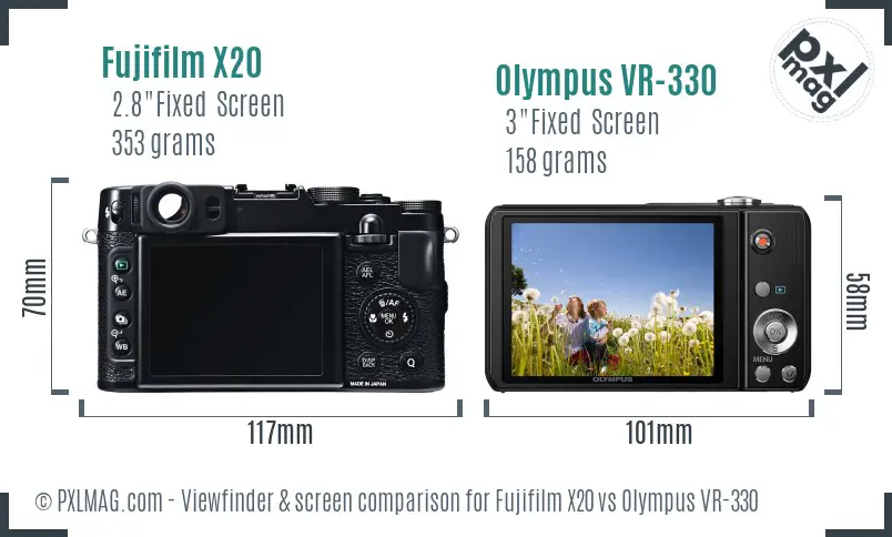 Fujifilm X20 vs Olympus VR-330 Screen and Viewfinder comparison Fujifilm X20 vs Olympus VR-330 Screen and Viewfinder comparison