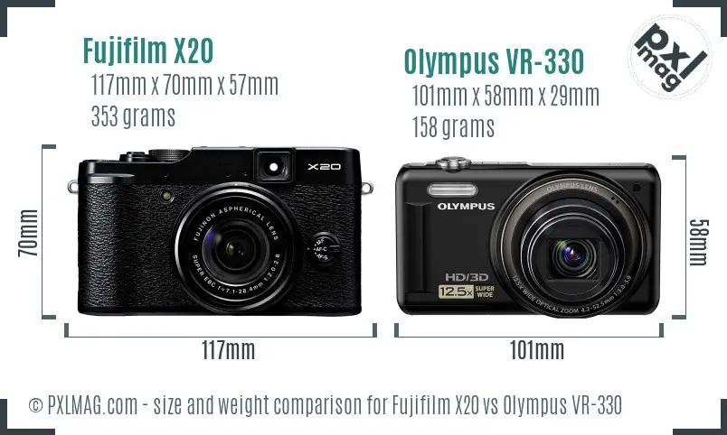 Fujifilm X20 vs Olympus VR-330 size comparison Fujifilm X20 vs Olympus VR-330 size comparison