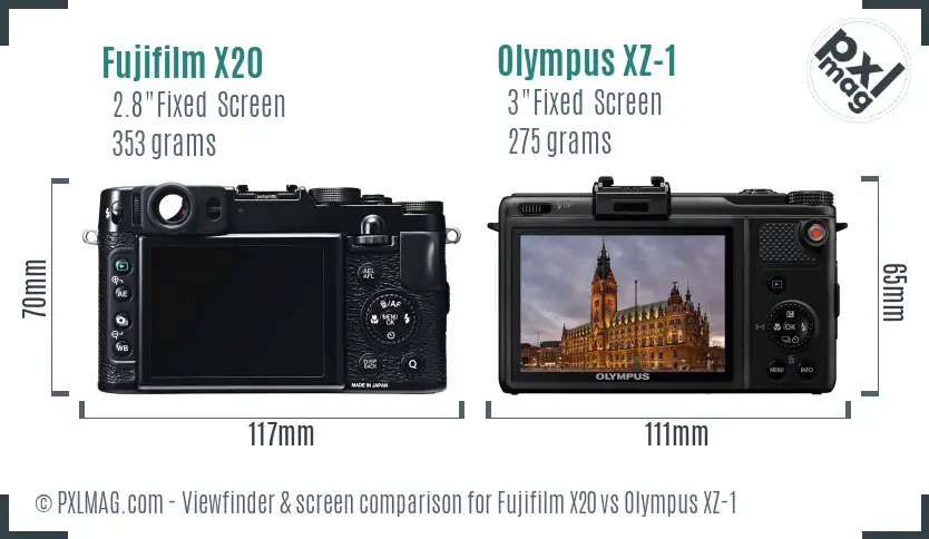Fujifilm X20 vs Olympus XZ-1 Screen and Viewfinder comparison
