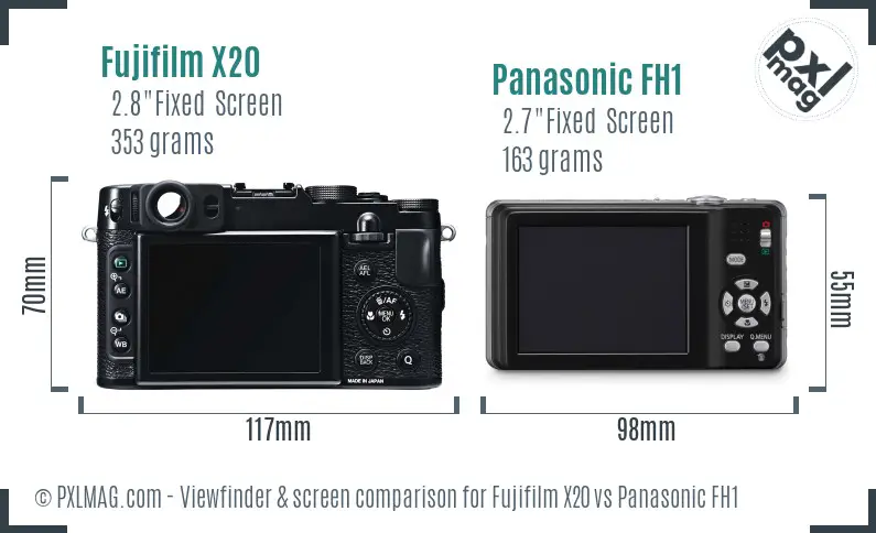 Fujifilm X20 vs Panasonic FH1 Screen and Viewfinder comparison