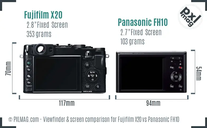 Fujifilm X20 vs Panasonic FH10 Screen and Viewfinder comparison